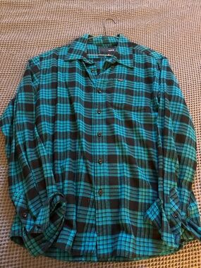 Hurley Teal and Black Plaid Shirt